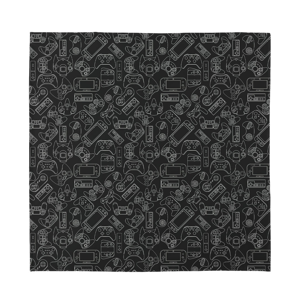 Black And White Video Game Pattern Print Silk Bandana