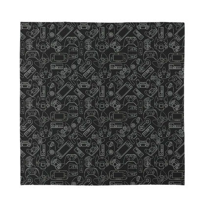Black And White Video Game Pattern Print Silk Bandana