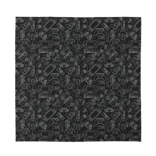 Black And White Video Game Pattern Print Silk Bandana