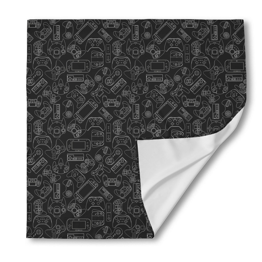 Black And White Video Game Pattern Print Silk Bandana