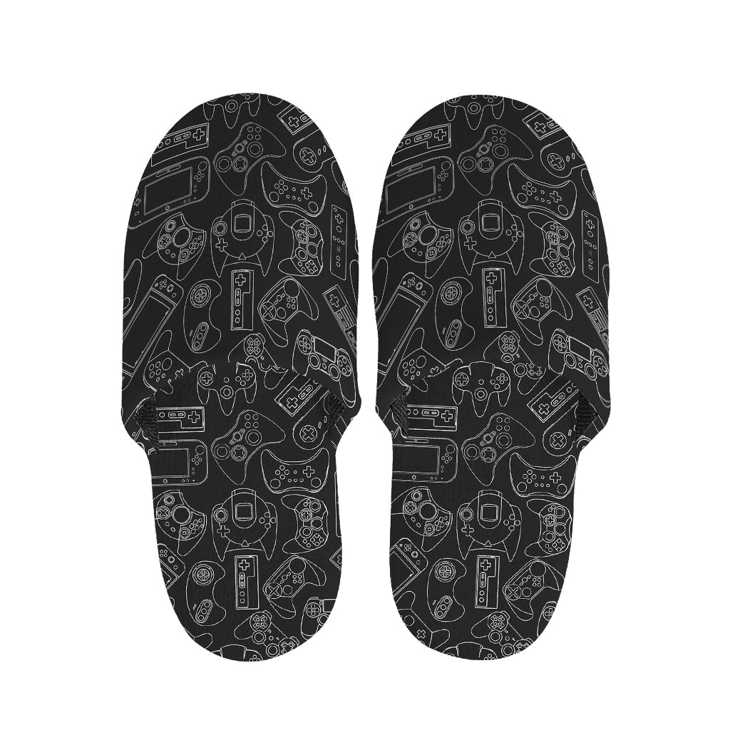 Black And White Video Game Pattern Print Slippers