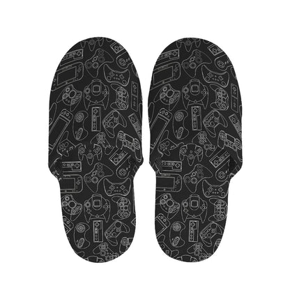 Black And White Video Game Pattern Print Slippers
