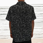 Black And White Video Game Pattern Print Textured Short Sleeve Shirt