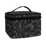 Black And White Video Game Pattern Print Travel Makeup Bag