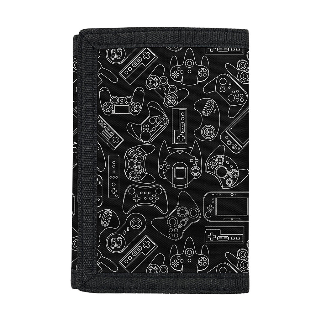 Black And White Video Game Pattern Print Trifold Wallet