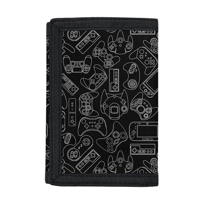 Black And White Video Game Pattern Print Trifold Wallet