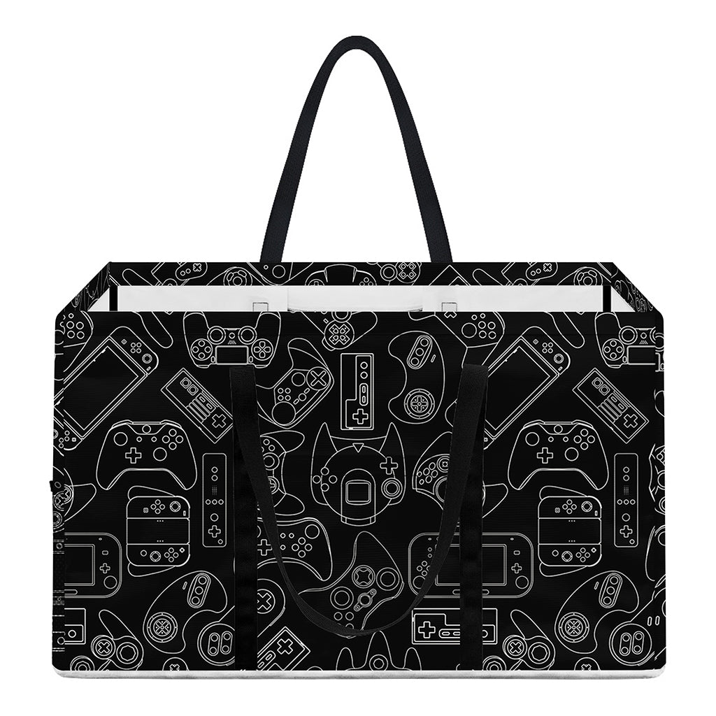 Black And White Video Game Pattern Print Utility Tote Bag