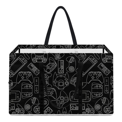 Black And White Video Game Pattern Print Utility Tote Bag