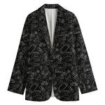 Black And White Video Game Pattern Print Women's Blazer