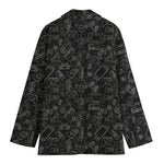 Black And White Video Game Pattern Print Women's Blazer
