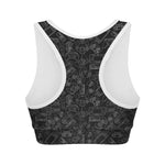 Black And White Video Game Pattern Print Women's Sports Bra