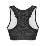Black And White Video Game Pattern Print Women's Sports Bra