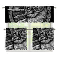 Black And White Viking God Odin Print 3 Piece Kitchen Curtains