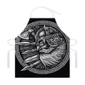 Black And White Viking God Odin Print Adjustable Apron