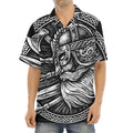 Black And White Viking God Odin Print Aloha Shirt