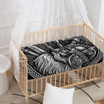 Black And White Viking God Odin Print Baby Crib Sheet