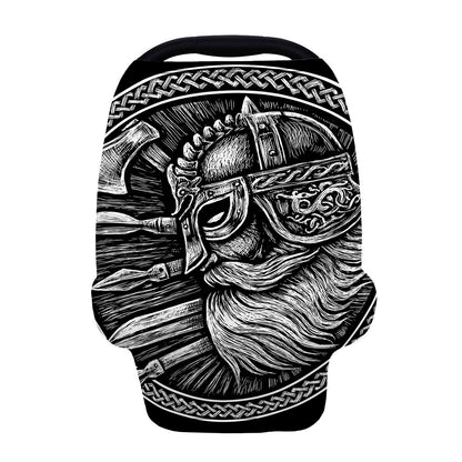 Black And White Viking God Odin Print Baby Seat Cover