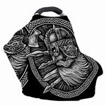 Black And White Viking God Odin Print Baby Seat Cover