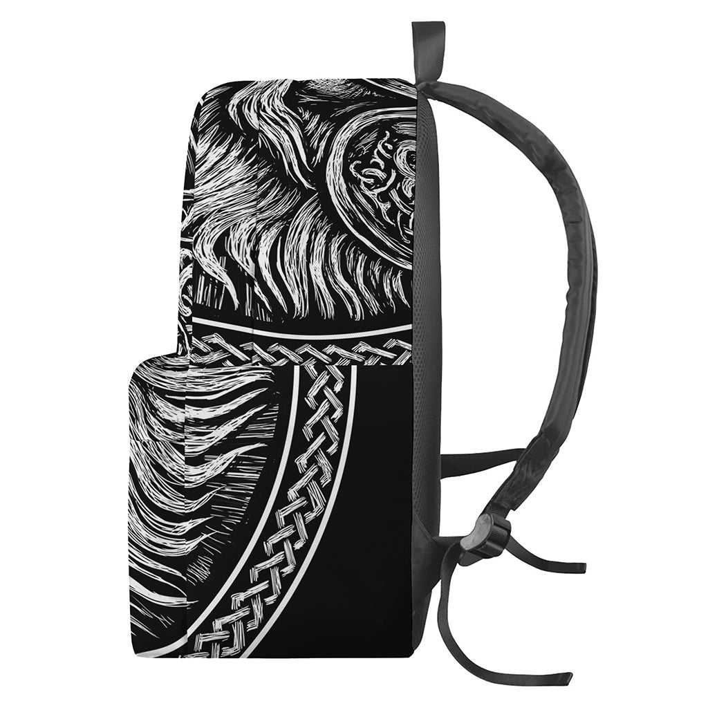 Black And White Viking God Odin Print Backpack