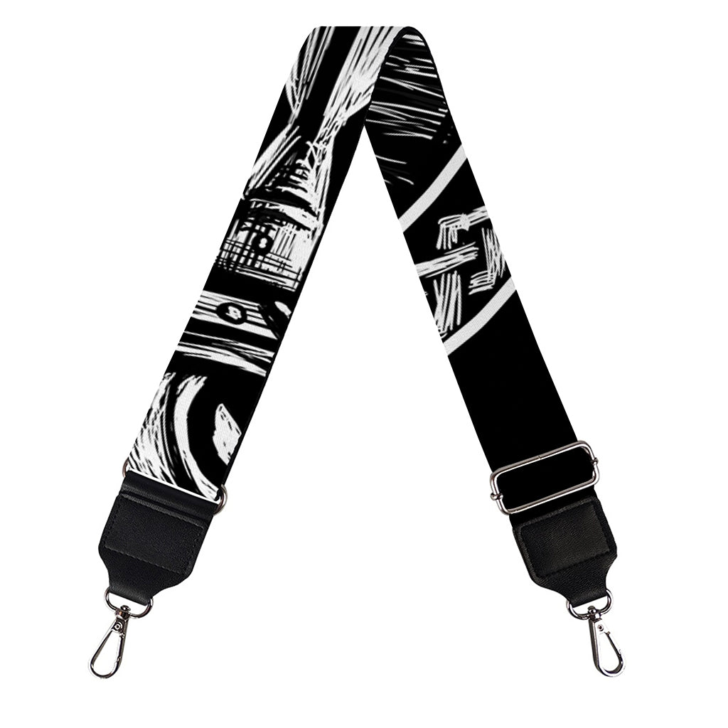 Black And White Viking God Odin Print Bag Strap