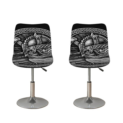 Black And White Viking God Odin Print Bar Stool Covers