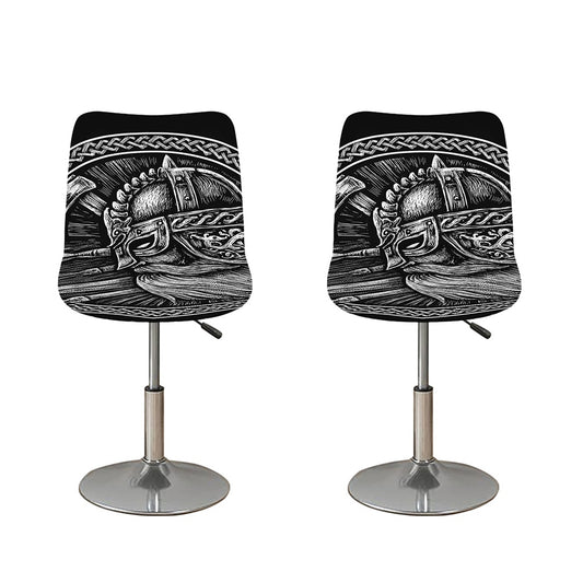 Black And White Viking God Odin Print Bar Stool Covers