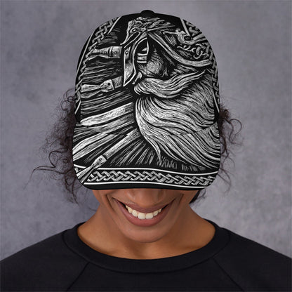 Black And White Viking God Odin Print Baseball Cap