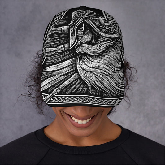 Black And White Viking God Odin Print Baseball Cap