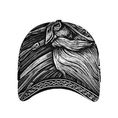 Black And White Viking God Odin Print Baseball Cap