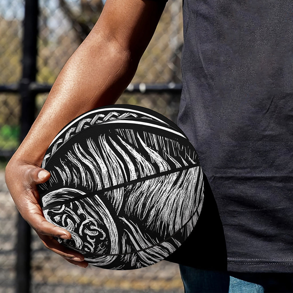 Black And White Viking God Odin Print Basketball