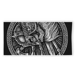 Black And White Viking God Odin Print Beach Towel