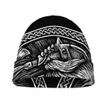 Black And White Viking God Odin Print Beanie
