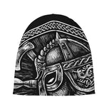 Black And White Viking God Odin Print Beanie