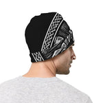 Black And White Viking God Odin Print Beanie