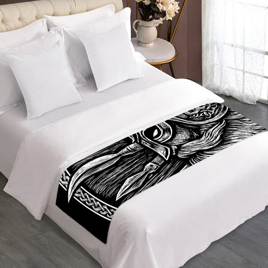 Black And White Viking God Odin Print Bed Runner