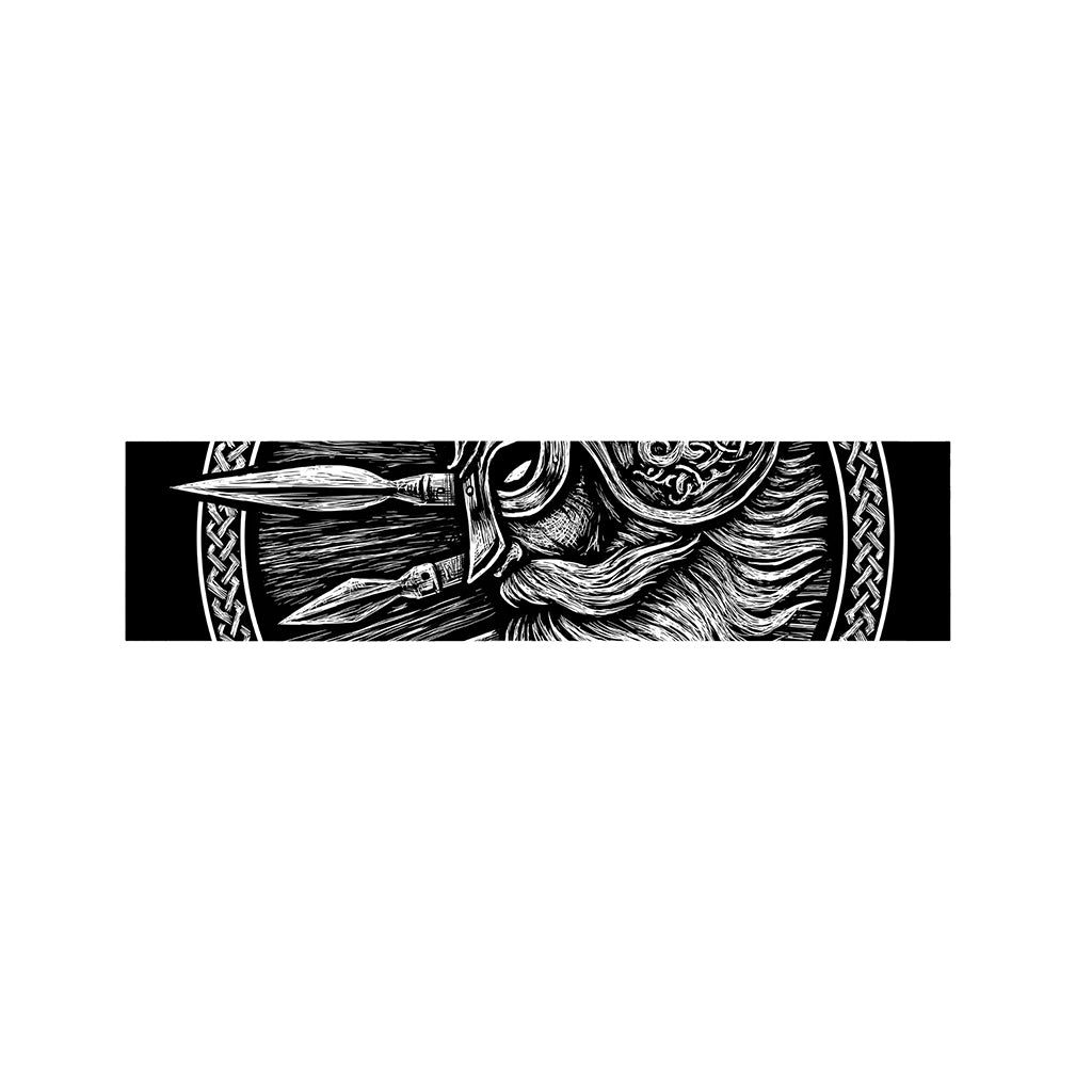 Black And White Viking God Odin Print Bed Runner