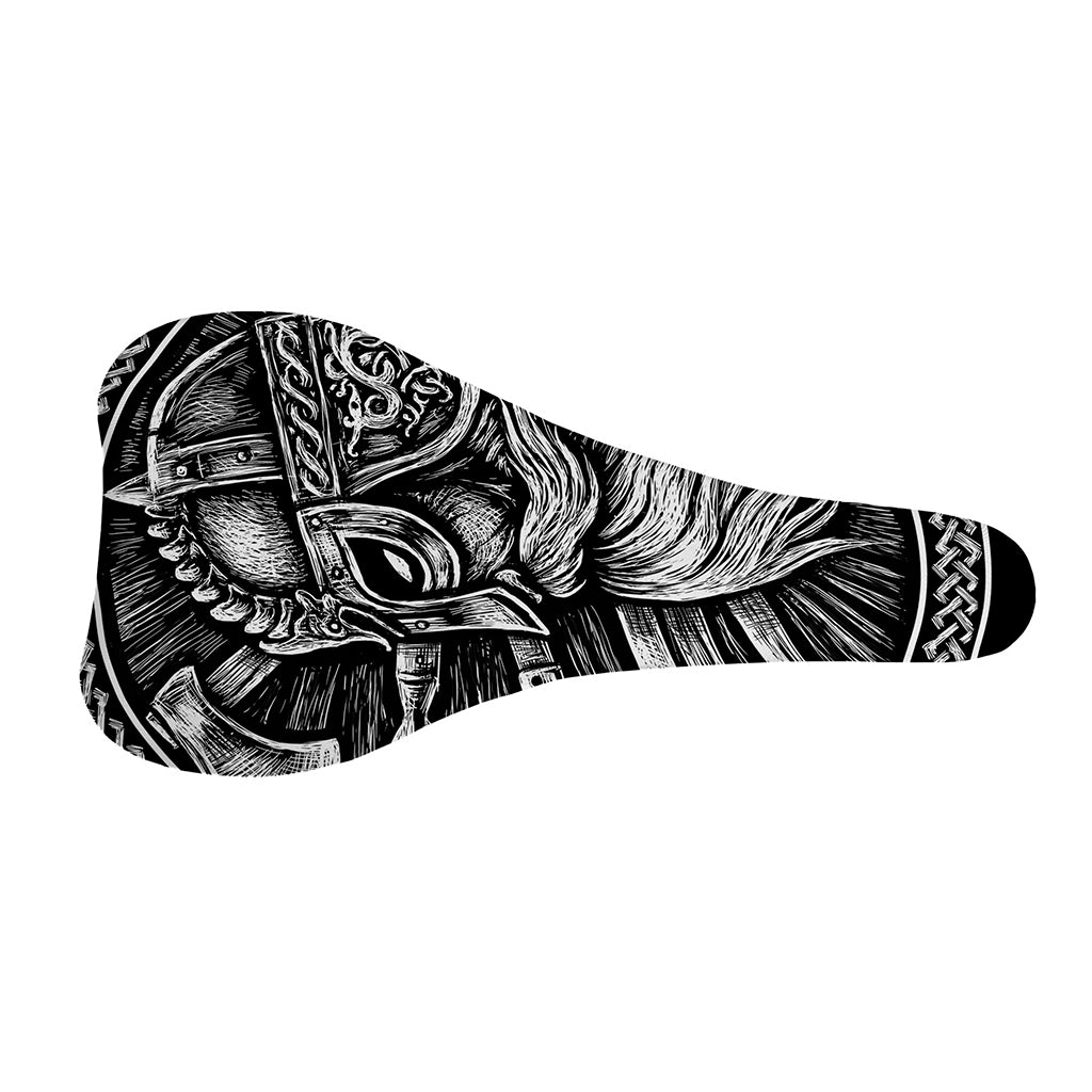 Black And White Viking God Odin Print Bicycle Seat Cover