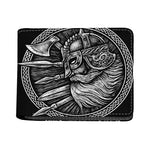 Black And White Viking God Odin Print Bifold Wallet