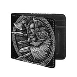Black And White Viking God Odin Print Bifold Wallet