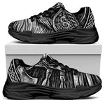 Black And White Viking God Odin Print Black Chunky Shoes