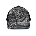 Black And White Viking God Odin Print Black Mesh Trucker Hat