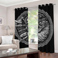 Black And White Viking God Odin Print Dimout Grommet Curtains