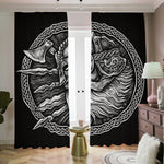 Black And White Viking God Odin Print Blackout Pencil Pleat Curtains