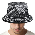 Black And White Viking God Odin Print Bucket Hat