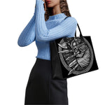 Black And White Viking God Odin Print Canvas Tote Bag