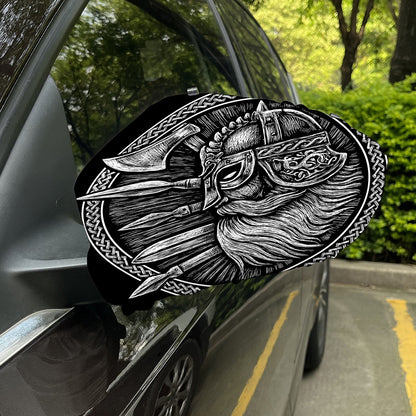 Black And White Viking God Odin Print Car Side Mirror Covers