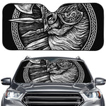 Black And White Viking God Odin Print Car Windshield Sun Shade