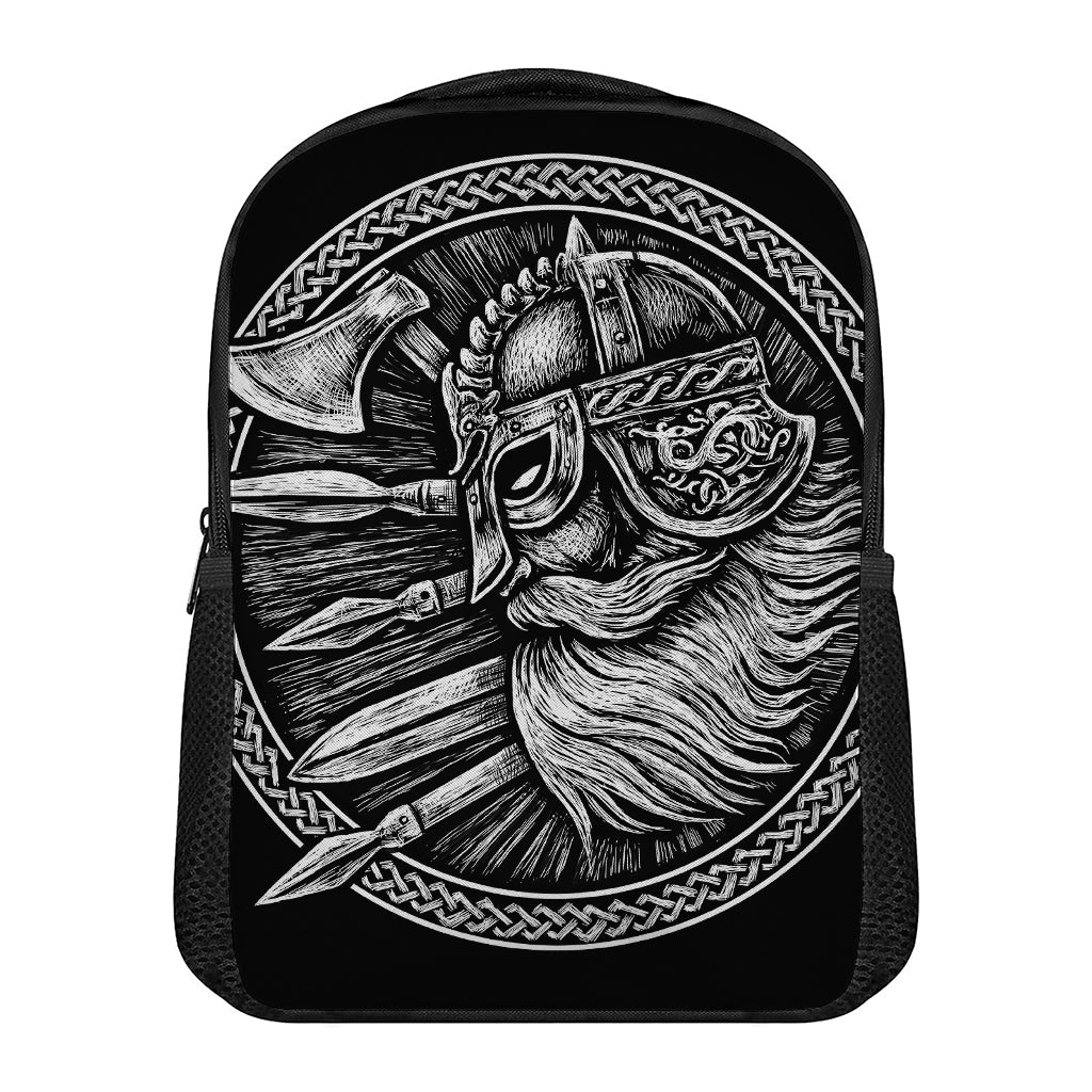 Black And White Viking God Odin Print Casual Backpack