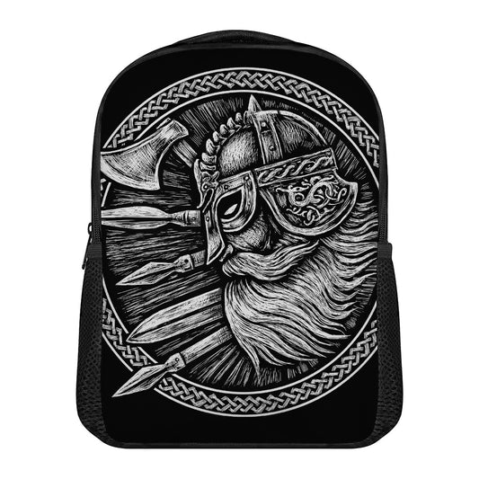 Black And White Viking God Odin Print Casual Backpack