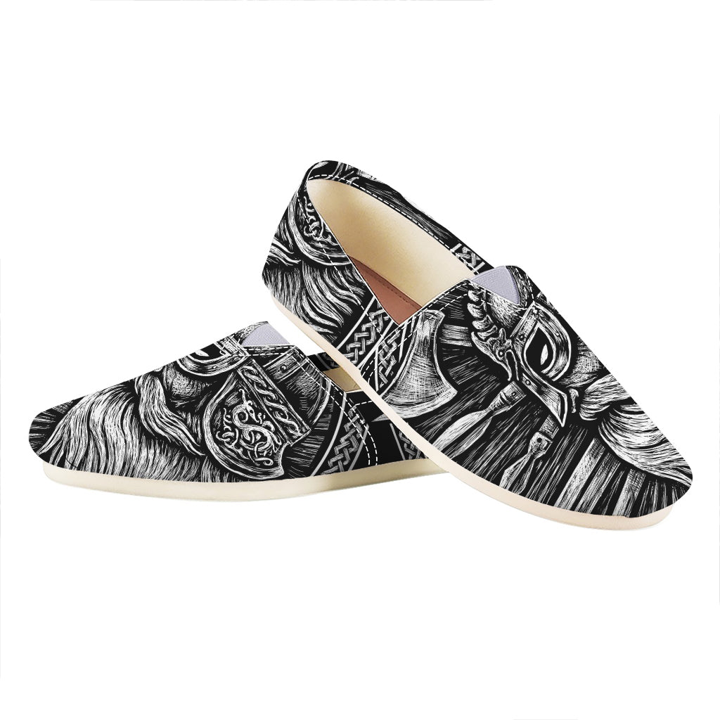 Black And White Viking God Odin Print Casual Shoes